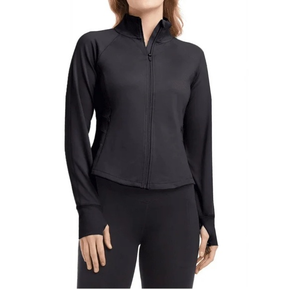 NEW Jockey Women’s Tulip Hem Yoga Black Salt Zip-Up Mock Neck Jacket, Size XL - Picture 4 of 16